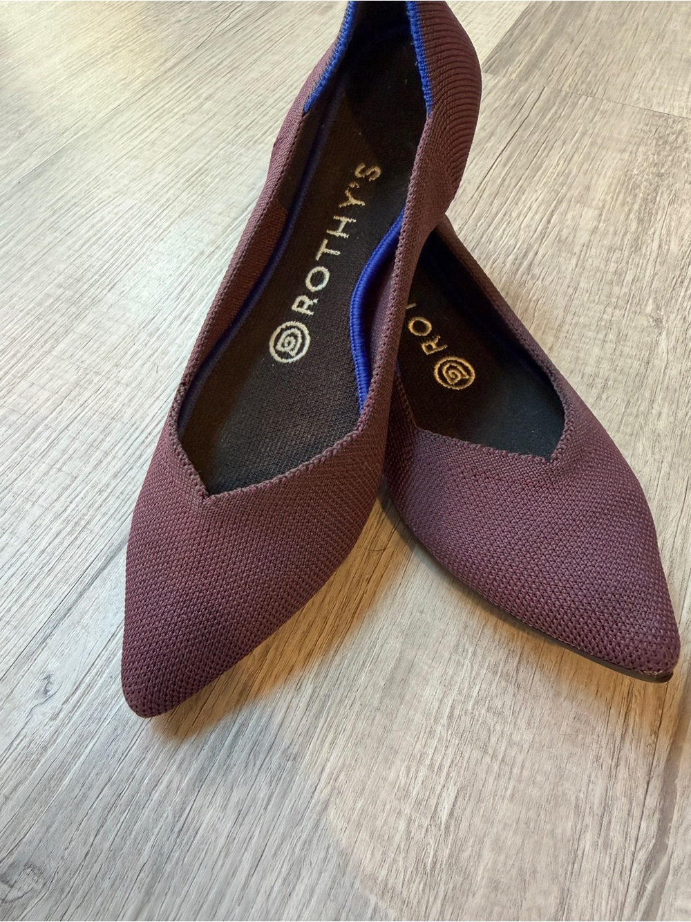 Rothy's Pointed-Toe Flat in Wine Knit